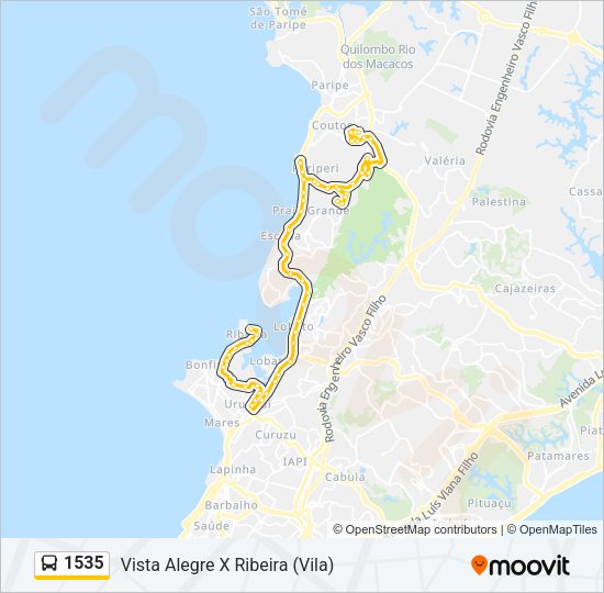 Mapa da linha 1535 de ônibus