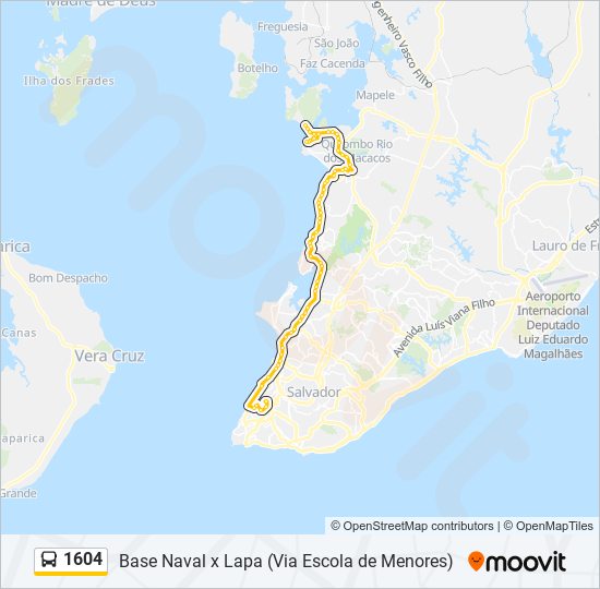 Mapa da linha 1604 de ônibus