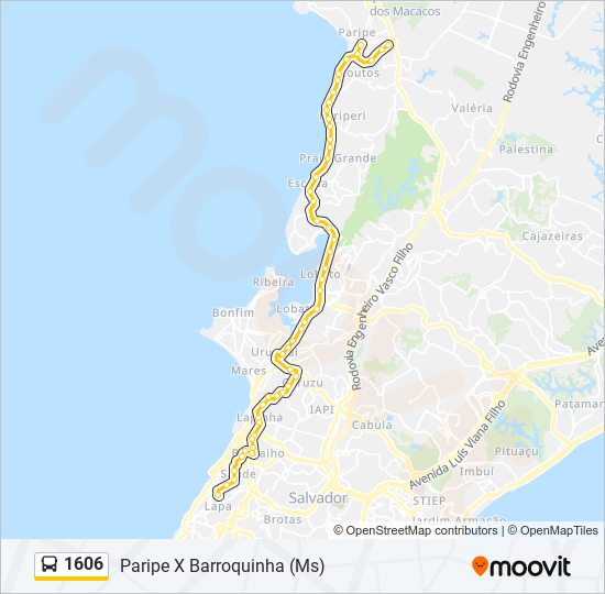 Mapa da linha 1606 de ônibus