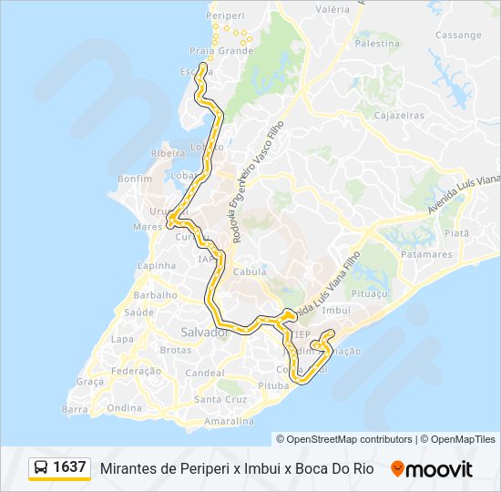 Mapa da linha 1637 de ônibus