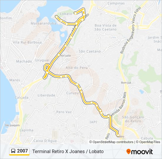 Mapa da linha 2007 de ônibus