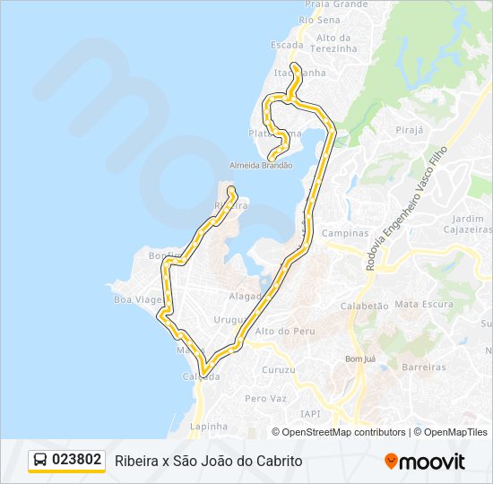 Mapa da linha 023802 de ônibus