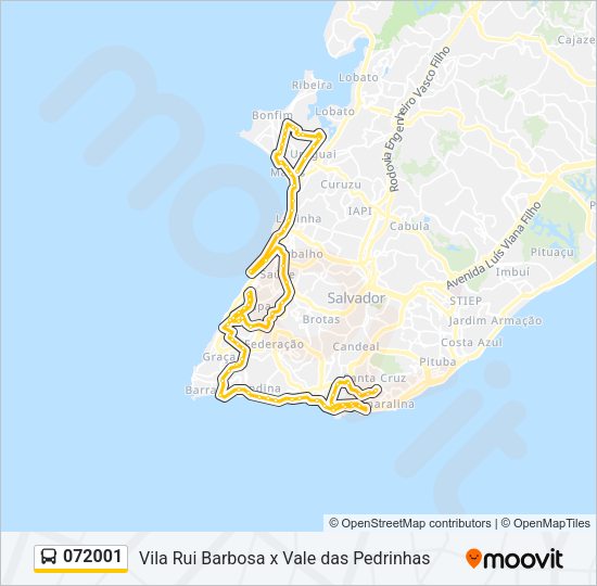 Mapa da linha 072001 de ônibus