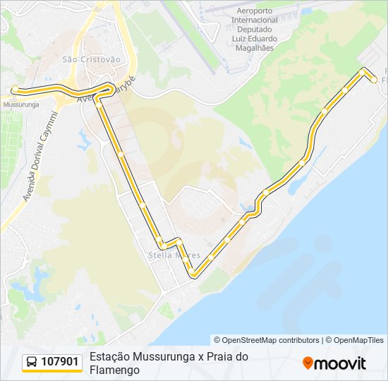 Mapa da linha 107901 de ônibus