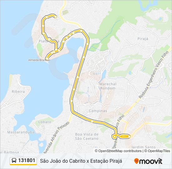 Mapa da linha 131801 de ônibus