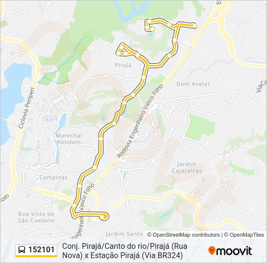Mapa da linha 152101 de ônibus