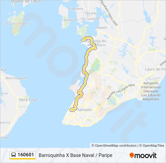 Mapa da linha 160601 de ônibus