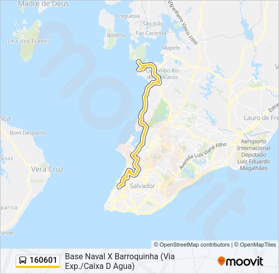 Mapa da linha 160601 de ônibus