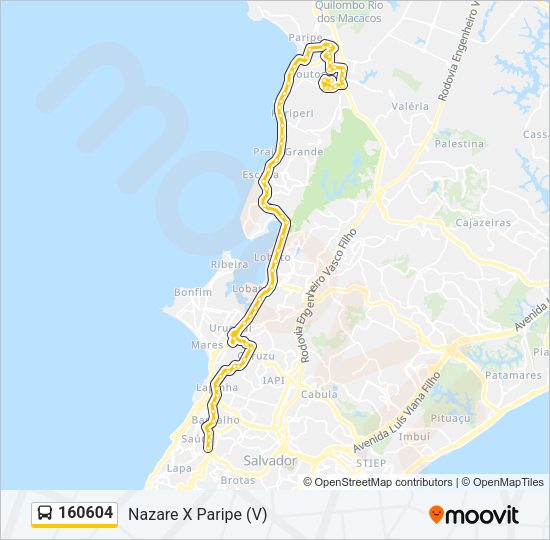 Mapa da linha 160604 de ônibus