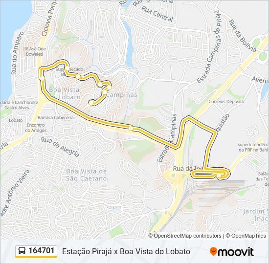 Mapa da linha 164701 de ônibus