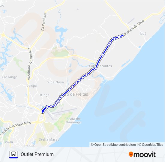 885E.URB TERMINAL AEROPORTO - OUTLET PREMIUM (VIA BA-099 / RUA SITIO ASSIS) bus Line Map