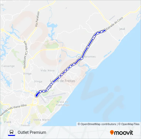 885E.URB TERMINAL AEROPORTO - OUTLET PREMIUM (VIA BA-099 / RUA SITIO ASSIS) Bus Line Map
