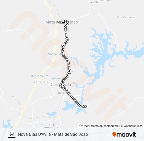 Mapa da linha 898 URB NOVA DIAS D'AVILA - MATA DE SÃO JOÃO de ônibus