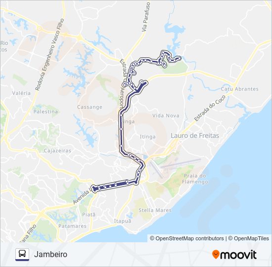 Mapa da linha 855A2.URB JAMBEIRO / CAPIARARA - ESTAÇÃO MUSSURUNGA (VIA HOSPITAL METROPOLITANO) de ônibus