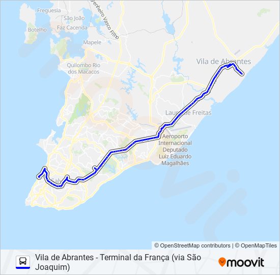 Mapa de 885I.URB VILA DE ABRANTES - TERMINAL DA FRANÇA (VIA SÃO JOAQUIM) de autobús