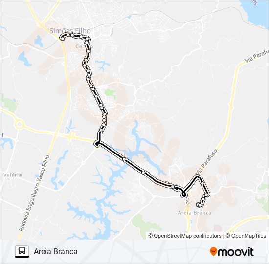 Mapa da linha 876.URB SIMÕES FILHO - AREIA BRANCA (VIA CEASA) de ônibus