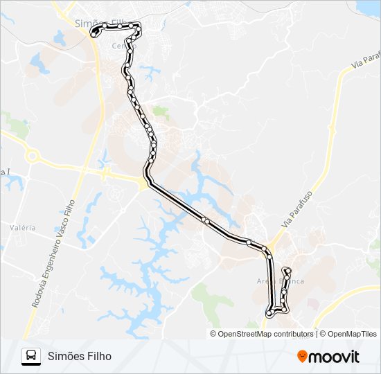 Mapa de 876.URB SIMÕES FILHO - AREIA BRANCA (VIA CEASA) de autobús