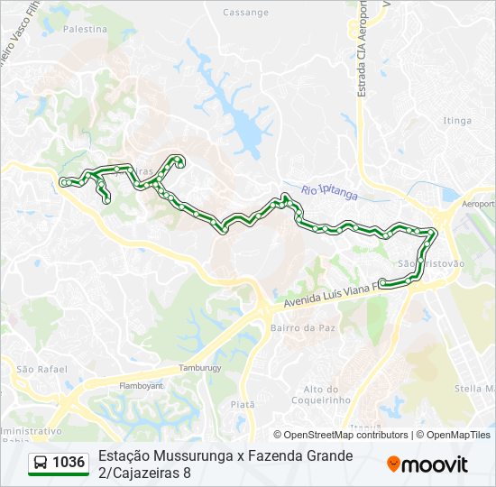 Mapa de 1036 de autobús