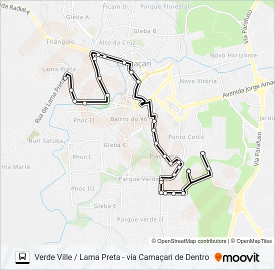R-08B VERDE VILLE / LAMA PRETA - VIA CAMAÇARI DE DENTRO Bus Line Map