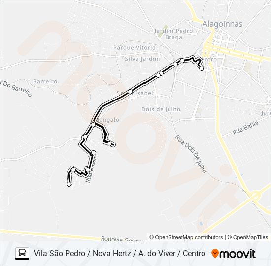 Mapa de 5113 VILA SÃO PEDRO / NOVA HERTZ / A. DO VIVER / CENTRO de autobús