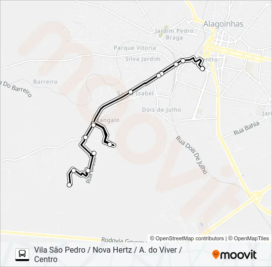 5113 VILA SÃO PEDRO / NOVA HERTZ / A. DO VIVER / CENTRO Bus Line Map