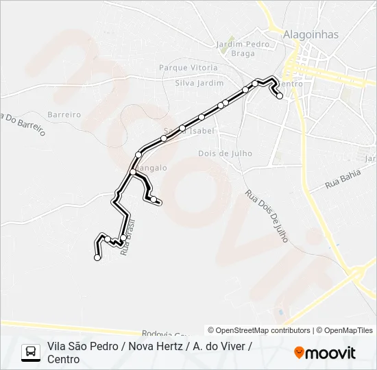 5113 VILA SÃO PEDRO / NOVA HERTZ / A. DO VIVER / CENTRO Bus Line Map