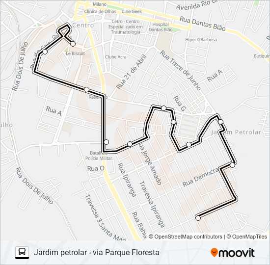 5117 JARDIM PETROLAR - VIA PARQUE FLORESTA bus Line Map