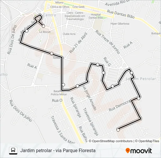 5117 JARDIM PETROLAR - VIA PARQUE FLORESTA Bus Line Map