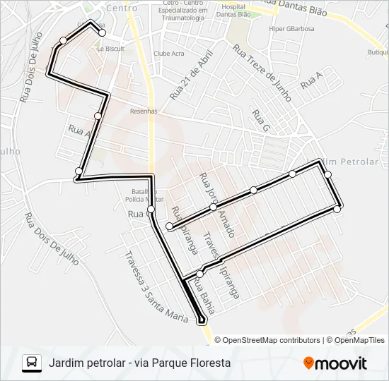 5117 JARDIM PETROLAR - VIA PARQUE FLORESTA Bus Line Map