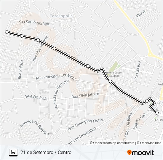 Mapa da linha 5101 21 DE SETEMBRO / CENTRO de ônibus