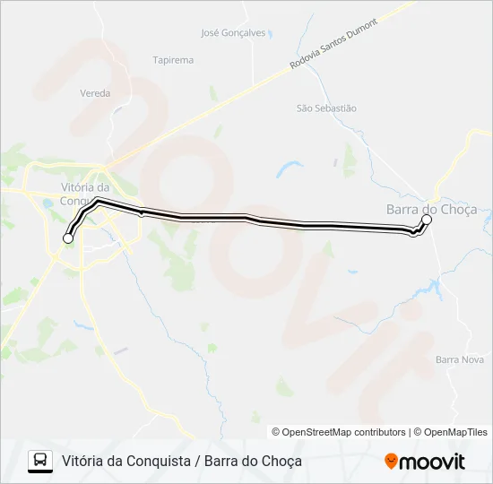 VC / BC - 001 VITÓRIA DA CONQUISTA / BARRA DO CHOÇA Bus Line Map