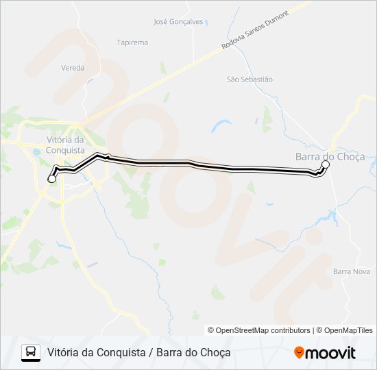 Mapa de VC / BC - 001 VITÓRIA DA CONQUISTA / BARRA DO CHOÇA de autobús