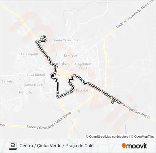 5115 CENTRO / ÇINHA VERDE / PRAÇA DO CALÚ Bus Line Map