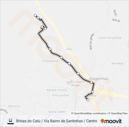 Mapa da linha 5110 BRISAS DO CATÚ / VIA BAIRRO DE SANTINHAS / CENTRO de ônibus