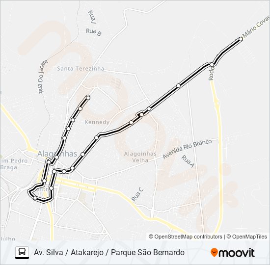Mapa da linha 5133 AV. SILVA / ATAKAREJO / PARQUE SÃO BERNARDO de ônibus