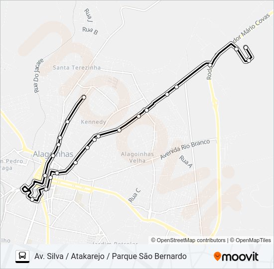 Mapa da linha 5133 AV. SILVA / ATAKAREJO / PARQUE SÃO BERNARDO de ônibus