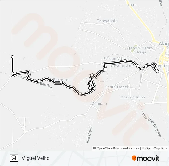 5105 MIGUEL VELHO / CENTRO Bus Line Map