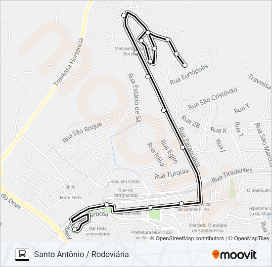 SF-001 SANTO ANTÔNIO / RODOVIÁRIA bus Line Map