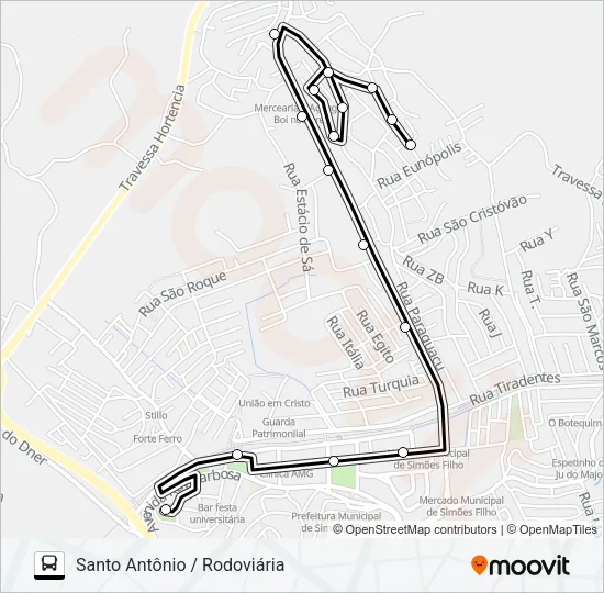 SF-001 SANTO ANTÔNIO / RODOVIÁRIA Bus Line Map