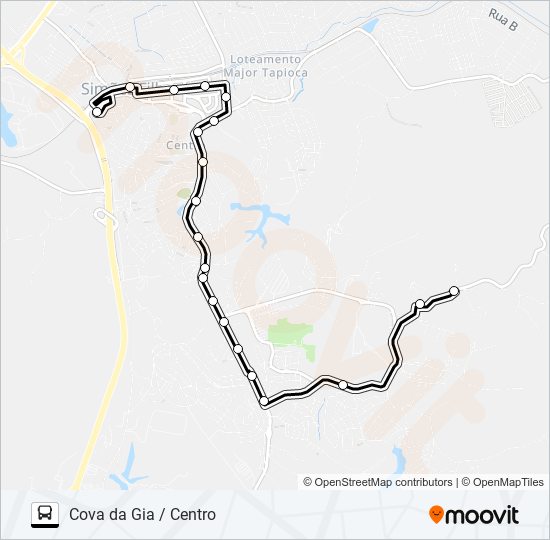 Mapa de SF-005 COVA DA GIA / CENTRO de autobús