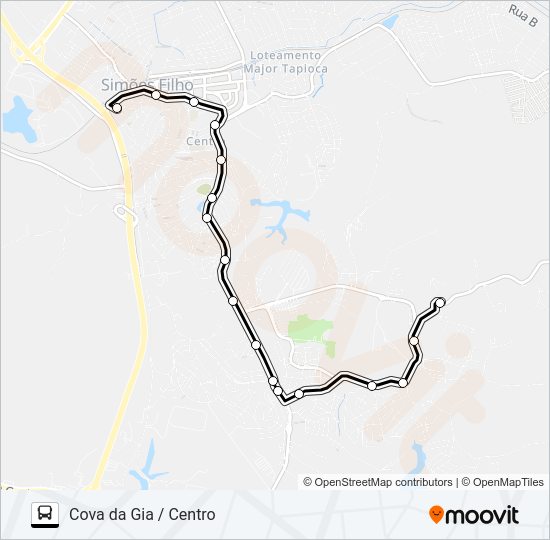 Mapa da linha SF-005 COVA DA GIA / CENTRO de ônibus