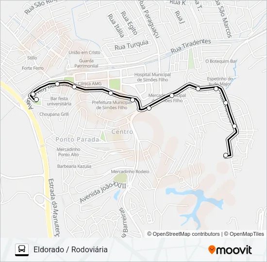 SF-008 ELDORADO / RODOVIÁRIA Bus Line Map
