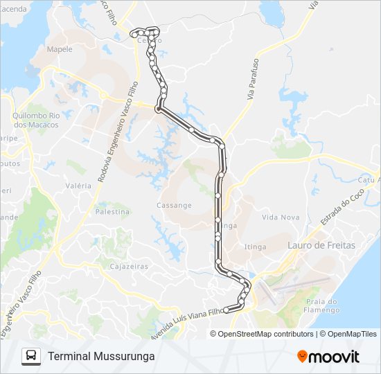819I2.URB SIMÕES FILHO - TERMINAL MUSSURUNGA Bus Line Map