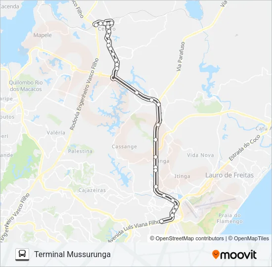 819I2.URB SIMÕES FILHO - TERMINAL MUSSURUNGA Bus Line Map