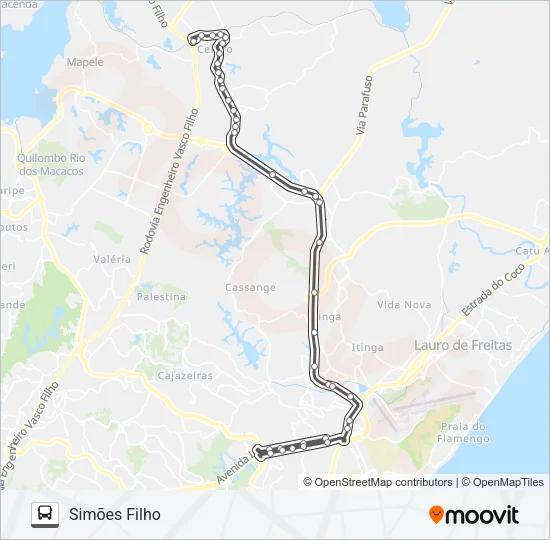 819I2.URB SIMÕES FILHO - TERMINAL MUSSURUNGA Bus Line Map