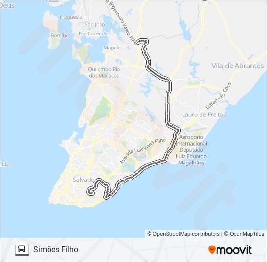 819I.URB SIMÕES FILHO - ITAIGARA (VIA ORLA MARÍTIMA) bus Line Map