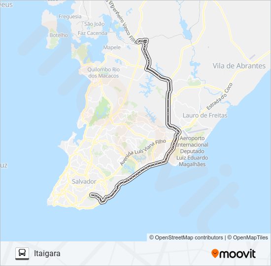 Mapa de 819I.URB SIMÕES FILHO - ITAIGARA (VIA ORLA MARÍTIMA) de autobús