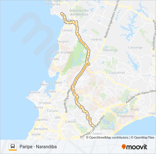 Mapa da linha L117 PARIPE - NARANDIBA de ônibus