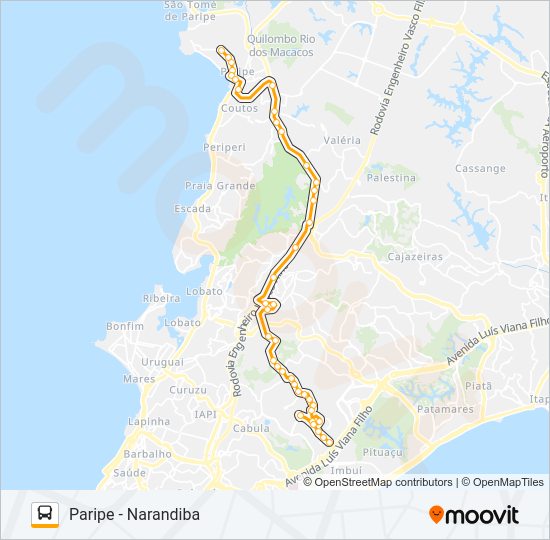 Mapa da linha L117 PARIPE - NARANDIBA de ônibus