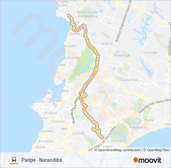 Mapa da linha L117 PARIPE - NARANDIBA de ônibus